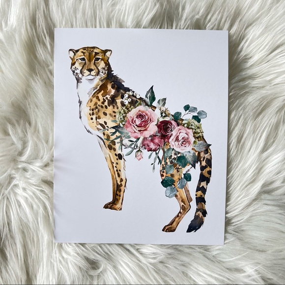 Watercolor Cheetah Illustration Wall Art Poster Print UNFRAMED - Picture 12 of 17